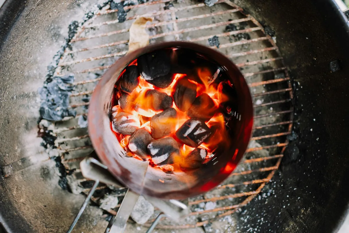 charcoal chimney parts labeled