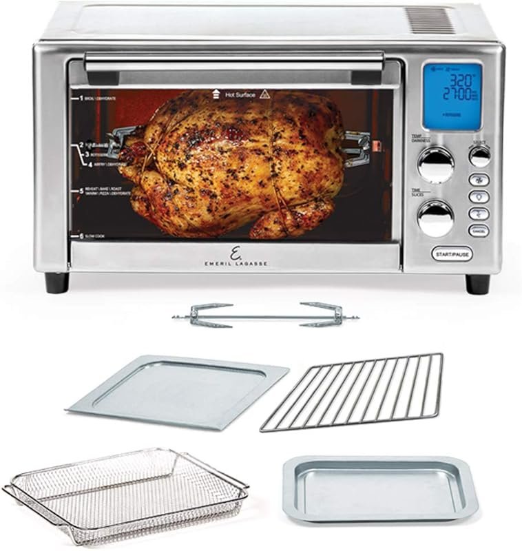 Emeril Lagasse Everyday 360 Stainless Steel Air Fryer, 360° Quick Cook, XL Capacity, 9-in-1, 12 Pre-Set Functions
