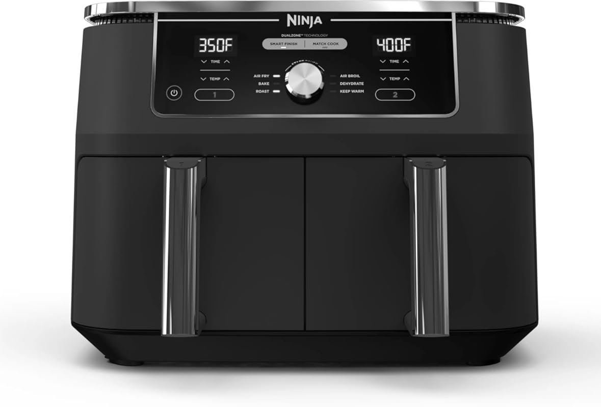Ninja DZ401 Foodi 10 QT DualZone 6-in-1 Air Fryer with Match Cook & Sm