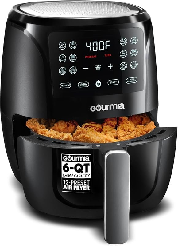 Gourmia 6 Qt Air Fryer with FryForce 360º, Digital Display & 12 Preset