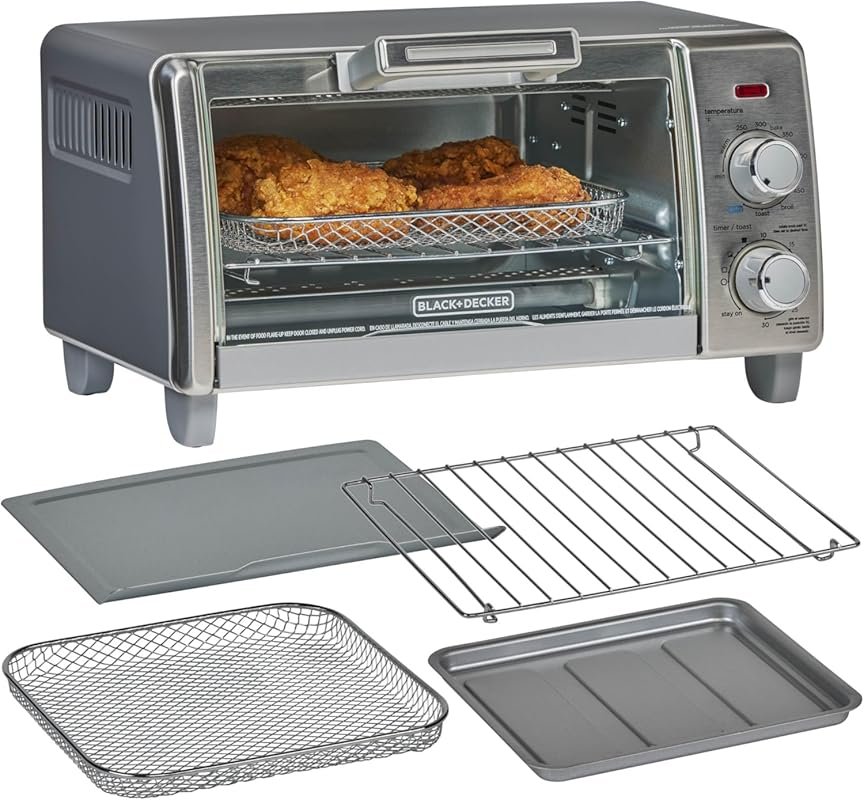 BLACK+DECKER Crisp 'N Bake Medium 4-Slice Air Fryer Toaster Oven, 5-in