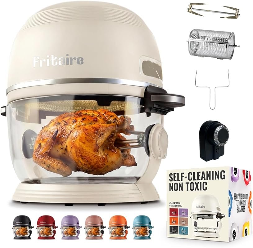 Non Toxic Air Fryer™ Pro 5 Quart Glass Model with Self-Cleaning, Rotis