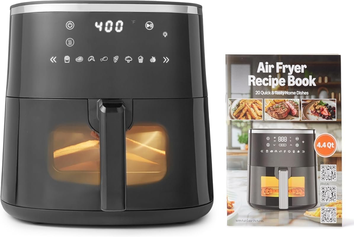Amazon Basics 4.4-Quart Air Fryer with 8 Preset Menus & Easy View Wind