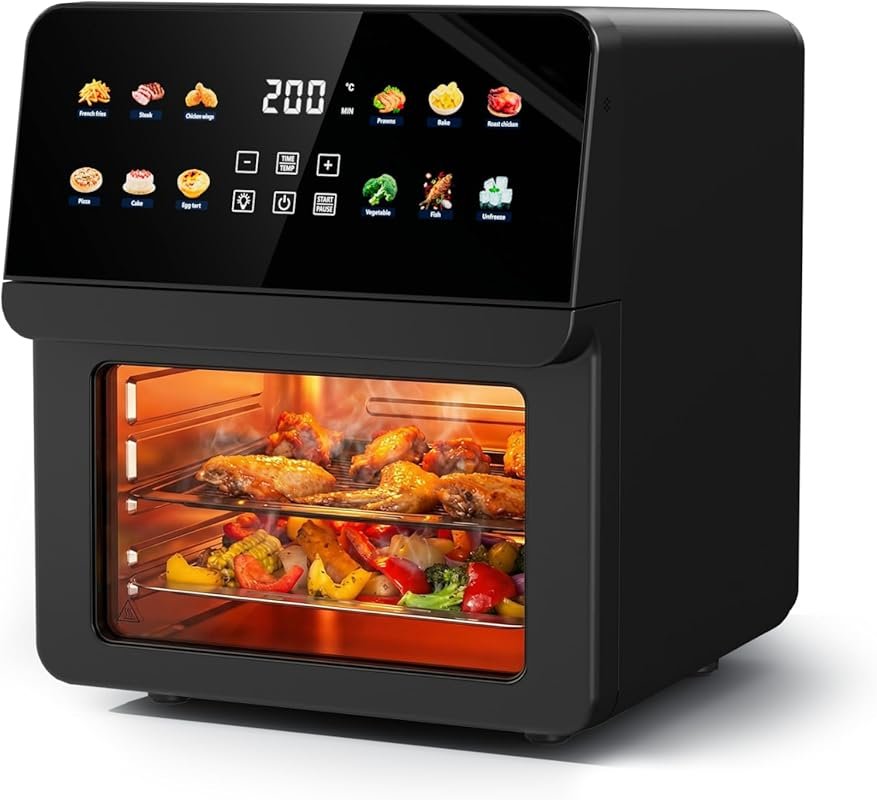 12QT 8-in-1 Air Fryer Toaster Oven Combo, 8 Presets, Family Size, 2 Ra