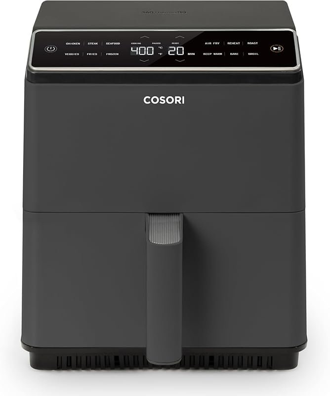 Cosori 6.8 Qt Air Fryer with 12 One-Touch Functions, Dual Heating & Di