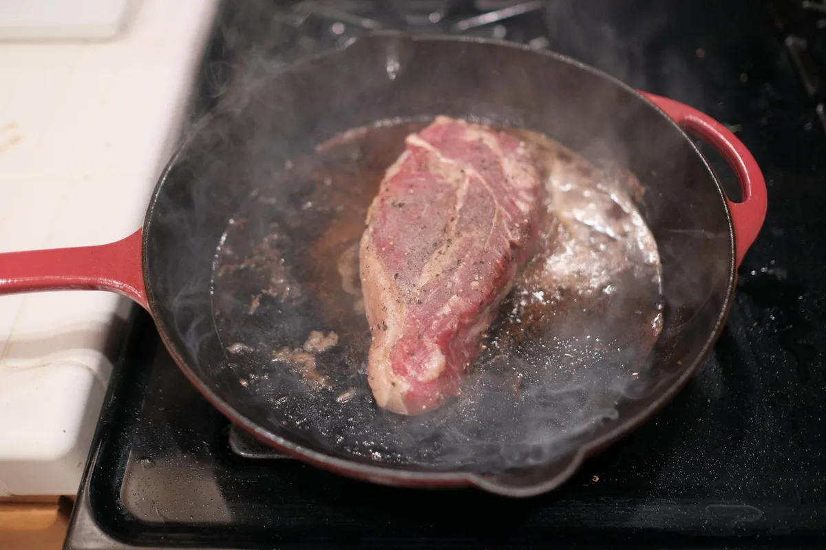 Searing corned beef brisket