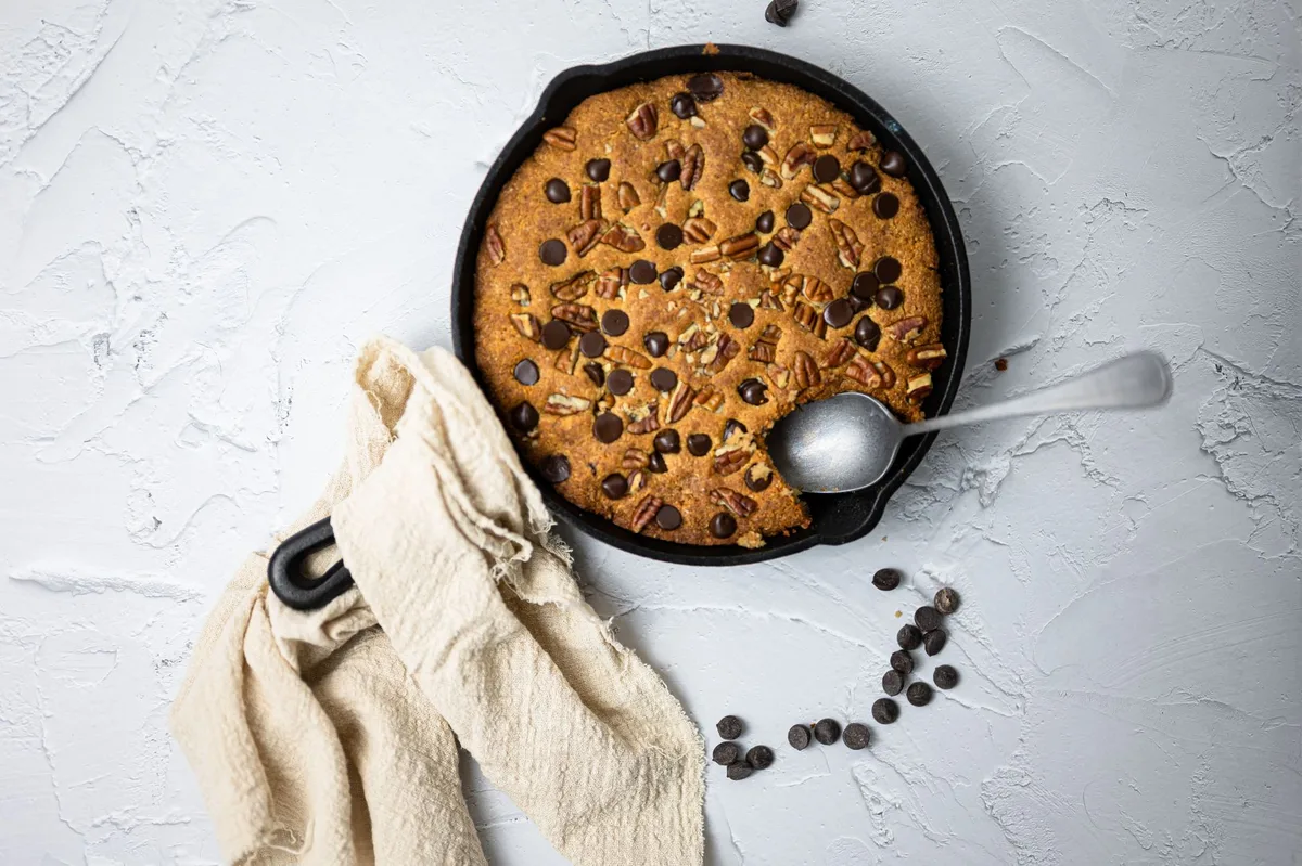 Cast iron skillet in oven